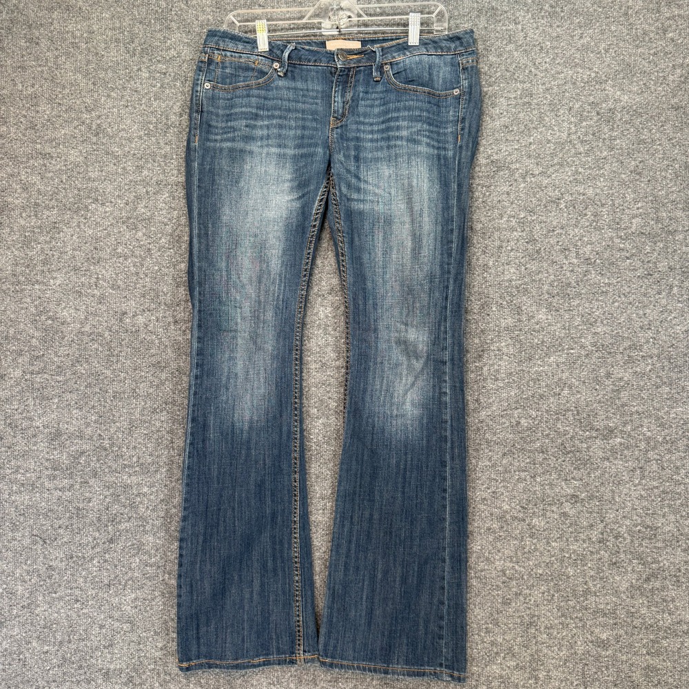 Banana Republic Bootcut Flare‎ Jeans Men 28 Blue Stretch Flap Pocket Distressed